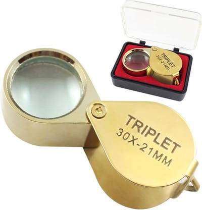 Juweliersloep I Vergrootglas I Loep I 30x21 Vergroting I Vergrootglas I Triplet I Met case I Goud
