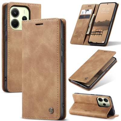 CaseMe Hoesje - Geschikt voor Xiaomi Redmi Note 14 4G Hoesje - CaseMe 013 Book Case - Bruin