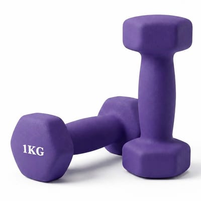 Dumbells - set van 2 - gietijzer - 1 kg - antislip - paars