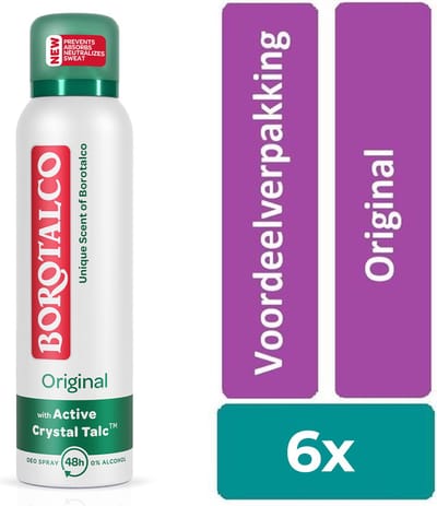 Borotalco - Deodorant - Spray - Original - 150ml x 6