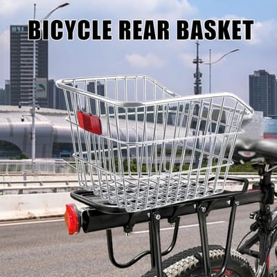 Fietsmand Achter - Fietslading mand - Vervoer bagage - Versterkte staaldraad - Grote capaciteit - Zilver