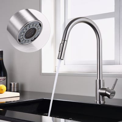 Lonheo max keukenkraan met uittrekbare uitloop - Keukenmengkraan - Handdouche - Mengkraan - 2 straalsoorten - Chroom