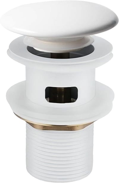Afvoergarnituur Keramiek - Pop-up ventiel Wasbak - Water Afvoeren - Met Overloop - 40 mm Diameter - Wit