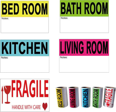 Verhuislabels voor 1 Slaapkamer - 300 Stuks Kleurgecodeerde Stickers voor Dozen