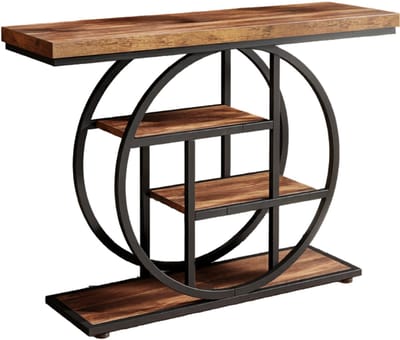 UFTA Consoletafel - Bijzettafel - Industriële Banktafel voor de Woonkamer - Gangtafel - 4 Tier Instaptafel - 105 x 80 x 30 cm