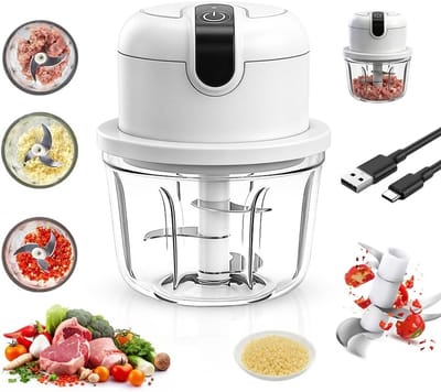 Krachtige Elektrische Uienhakker 350 ml - Draadloze USB Oplader, Geschikt voor Uien, Vlees, Fruit en Knoflook in de Keuken