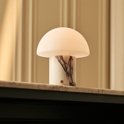 Tavellio Maris Draadloze Tafellamp – H19 – Lilac Marmer en Glas – Tot 100 branduren