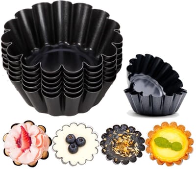 Allecto - Mini-taartvormpjes - Muffins bakvorm - Anti-aanbak - Zwart - Kleine taartvorm - Geschikt voor cake en dessert