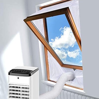 KZQ Raamafdichtingsdoek Voor Mobiele Airco Verstelbaar Isolerend Met Dubbele Rits Geschikt Voor Kiep En Draairamen 270x38 Cm Wit