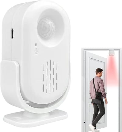 Deurbel met sensor - Bewegingsmelder - Veiligheid thuis - USB oplaadbaar - 10 x 6.5 x 10 cm - Wit