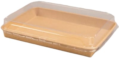 50x Sushi tray karton + deksel 255mm x 180mm x 25mm Kraft - food dinner vis themafeest party