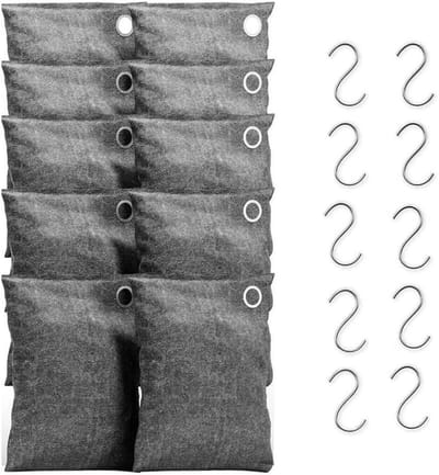 Bamboe Houtskool - Luchtreiniger Zakken - Geur Absorberen - Natuurlijke Zuivering - 10 Stuks 100g - Natuurlijk