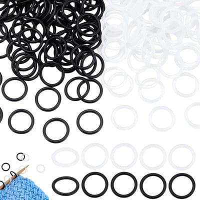 200 Stuks Rubber Breisteek Markers - Zachte Haaksteek Ringen voor Breien, Haken en Handgemaakte Ambachten, 16 mm Zwart Transparant
