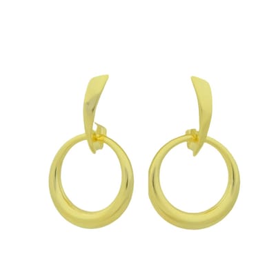 Round Bold Link Drop Earrings 14K