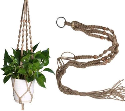 LOUZIR Stijlvolle Plantenhanger – 100 CM - Touw / Macramé - Plantenhouder - Hangplant - Planten Accessoires | Bruin