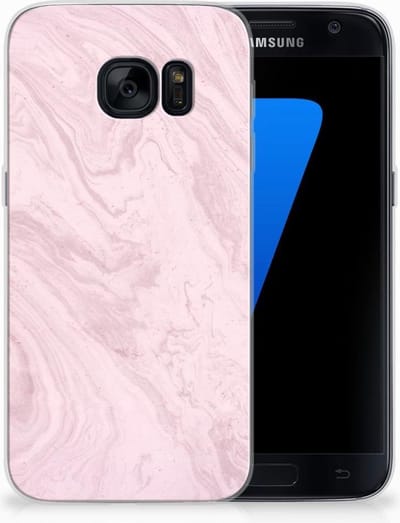 Samsung Galaxy S7 TPU Siliconen Hoesje Marble Pink - Origineel Cadeau Vriendin