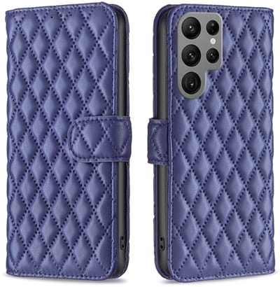 Voor Samsung Galaxy S24 Ultra 5G Diamond Lattice portemonnee flip lederen telefoonhoesje (blauw)