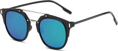 Zonnebril Retro Flat Groen Blauw Spiegel