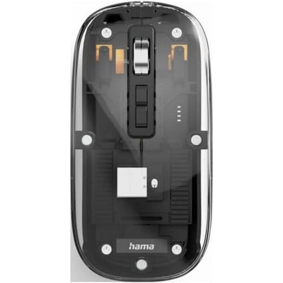 Hama WM-600 - Optische draadloze muis - 6 knoppen - 2.4 GHz RF & BT - Stil - Transparant