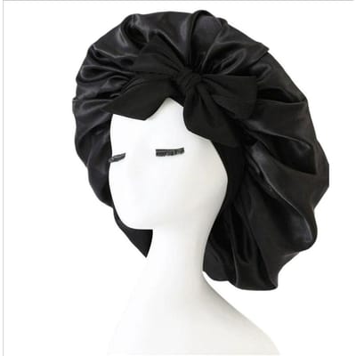 Slaapmuts Dames Satijn Effen Nacht Slaapmuts Haarverzorging Bonnet Nachtmuts Voor Dames Heren Unisex Muts Bonnet De Nuit Douchtulband (black,36cm)