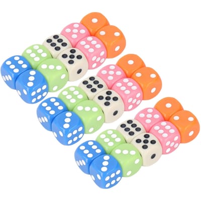 Ensemble de 30 dés colorés en plastique à 6 faces, dés de jeu standard pour enfants, apprentissage des mathématiques en classe, blanc orange