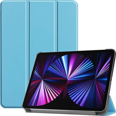 Hoesje - Geschikt voor Apple iPad Pro (2021) - 11 inch - 3e generatie - Dun & Stevig - Hardcover Book Case - Trifold Bookcase Hoes - Hard Cover - Tablethoes - Lichtblauw