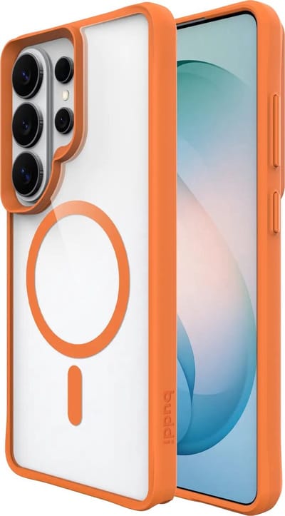 Buddi Hybrid - Hoesje Geschikt voor Samsung Galaxy S26 Ultra - Compatibel met MagSafe - Back Cover met Magneet - Magnetische Beschermhoes - Case Transparant Oranje