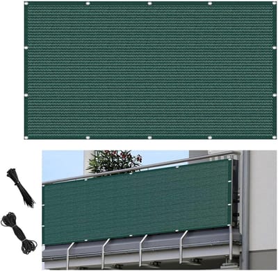Privacyscherm - Inkijkbescherming Balkon - Privacy Beschermen - Ademend HDPE Materiaal - 120x860cm - Donkergroen