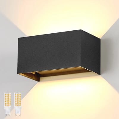 20W Wandlamp voor Binnen en Buiten - Verstelbare Aluminium Wandverlichting met G9 Lampen - IP65 Geschikt voor Slaapkamer, Woonkamer, Trap - Zwart en Warm Wit