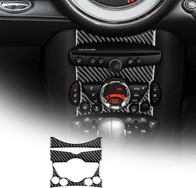 Car Central Control Button Pane Cover van Carbon Fiber voor Mini Cooper Clubman R55 R56 R57 - Interieurdecoratie, Accessoires en Bescherming