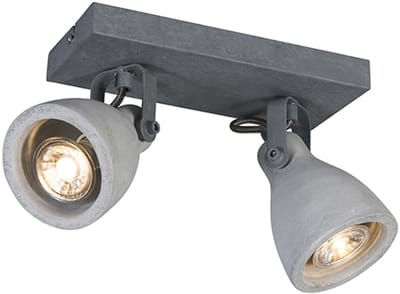 QAZQA creto - Moderne Plafondspot | Spotje | Opbouwspot - 2 lichts - L 230 mm - Grijs - Woonkamer | Slaapkamer | Keuken