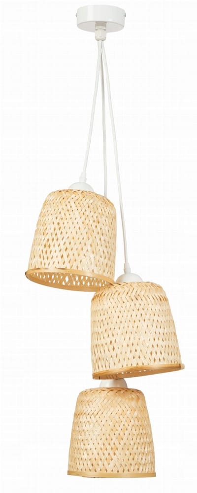 TRIO Bamboe Hanglamp Wit - Modern Design, 3xE27