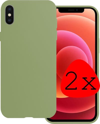 Hoes Geschikt voor iPhone X Hoesje Siliconen Back Cover Case - Hoesje Geschikt voor iPhone X Hoes Cover Hoesje - Groen - 2 Stuks