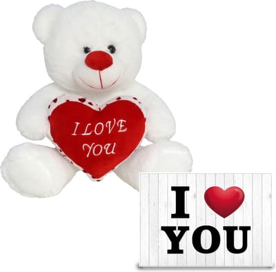 Gerim Knuffelbeer Valentijn I Love You beertje - 20 cm - met Love You wenskaart
