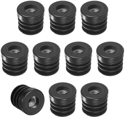 Set van 10 Ronde Tube Invoegen met M8 Draad, 25mm OD Plastic Tube Invoegen voor Stoelen, Tafels en Meubels, Vloerbeschermers voor Metalen Meubelpoten en Glijders
