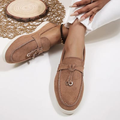 Nieuwe Dames Flats Schoenen Herfst Vrouw Platform Suède Loafers Schoenen Casual Dames Wandelen Antislip Chaussure Femme Plus Size 43 38 beige