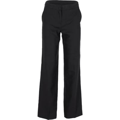 Max Mara broek met wijde pijpen in zwart linnen