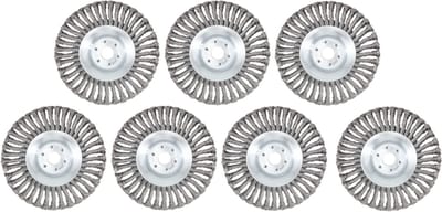 Kibani universele onkruidborstel - 15 cm - per 7 - inclusief vulring - staal - onkruidverwijderaar – bosmaaier - tuingereedschap