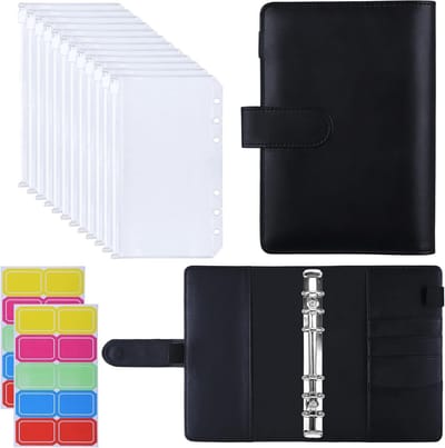 Zipper Budget Binder Envelopes voor Geldorganizer, Budget Planner met Enveloppen, Bespaarportemonnee met Vakken en Folder voor Effectief Budgetteren, Zwart