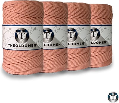 Macramé Koord | Bundelkorting | 800 meter | Zalmroze | 100% Katoen | Macramé | Macramé Touw | 3mm | Triple Twist | Plantenhanger | Dromenvanger | Wandkleed | Weven | Knopen | Breien | Haken | DIY | TheOldOmen |