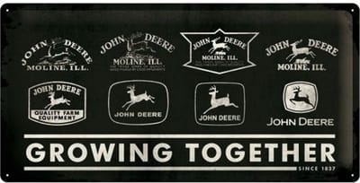 John Deere Growing Together Metalen wandbord in reliëf 25x50 cm