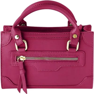 Fuchsia roze handtas met rits - nepleer - schoudertas - crossbody tas