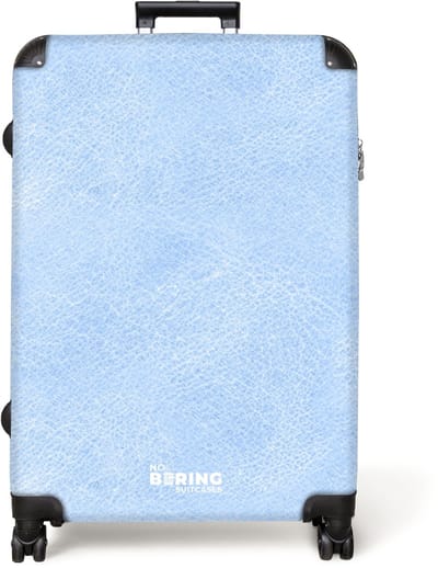 NoBoringSuitcases.com® - Koffer groot - Reiskoffer lichtgewicht - Lederen look licht blauw - Rolkoffer met 4 wielen - Grote trolley XL - 98 liter bagage