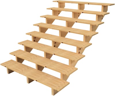 BERLIN Houten Buitentrap - 8 Open Treden 139 cm Hoog - 160 cm Breed