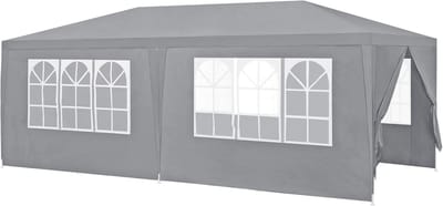 Partytent - Tuinpaviljoen - Feestelijke Overkapping - Inclusief 6 Zijwanden - 6x3 Meter - Donkergrijs
