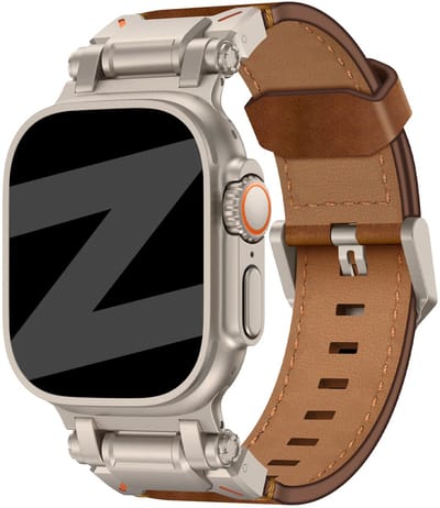 Bandz Apple Watch leren bandje Explorer - horlogebandje geschikt voor Apple Watch 4/5/6/7/8/9/10/11/SE/Ultra (2) (44/45/46/49mm) - bruin