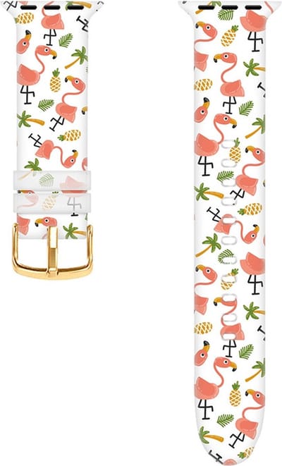 Siliconen bandje - geschikt voor Apple Watch series 1/2/3/4/5/6/7/8/9/10/11/ SE (1,2,3) / Ultra (1,2,3) met maat 44 mm / 45 mm / 46 mm / 49 mm - white flamingo