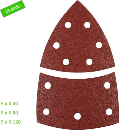 KWB schuurschijf 100 x 62, 93 mm - 5 x K40, 5 x K80, 5 x K120 - Klittenbandhechting - Voordeelpack 15 stuks