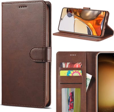 Geschikt voor Galaxy S24 Bruin - Portemonnee Wallet Case Pasjeshouder - boek Telefoonhoesje Kunstleer - Book case
