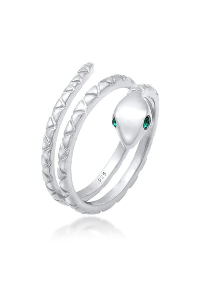 Elli - Ring - Dames Slang Pinky Modern met Kristallen in 925 Sterling Zilver Verguld - Dames